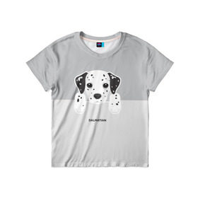 Детская футболка 3D с принтом Dalmatian Puppy , 100% гипоаллергенный полиэфир | прямой крой, круглый вырез горловины, длина до линии бедер, чуть спущенное плечо, ткань немного тянется | Тематика изображения на принте: далматин | далматинец | домашние животные | пес | песик | собака | собачка | терьер | шпиц