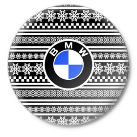 Значок с принтом Свитер BMW ,  металл | круглая форма, металлическая застежка в виде булавки | Тематика изображения на принте: 