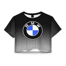 Женская футболка 3D укороченная с принтом BMW 2018 Black and White IV , 100% полиэстер | круглая горловина, длина футболки до линии талии, рукава с отворотами | bmw | автомобильные | бмв | машины
