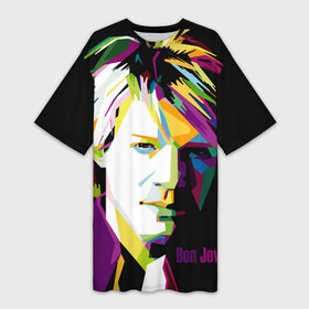 Платье-футболка 3D с принтом Jon Bon Jovi ,  |  | bon jovi | jon bon jovi | актер | американская | американский | вокалист | гитарист | джон фрэнсис бонджови | искусство | лидер | лунный свет и валентино | маленький город | младший | молодые стрелки 2