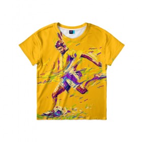 Детская футболка 3D с принтом Футболист , 100% гипоаллергенный полиэфир | прямой крой, круглый вырез горловины, длина до линии бедер, чуть спущенное плечо, ткань немного тянется | pop art | поп арт | цвета | яркие