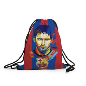 Рюкзак-мешок 3D с принтом Lionel Messi , 100% полиэстер | плотность ткани — 200 г/м2, размер — 35 х 45 см; лямки — толстые шнурки, застежка на шнуровке, без карманов и подкладки | barcelona | lionel | messi | барселона | лионель | месси | поп арт