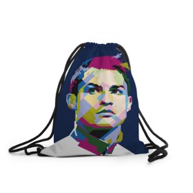 Рюкзак-мешок 3D с принтом Cristiano Ronaldo , 100% полиэстер | плотность ткани — 200 г/м2, размер — 35 х 45 см; лямки — толстые шнурки, застежка на шнуровке, без карманов и подкладки | Тематика изображения на принте: криштиану | реал мадрид | роналду