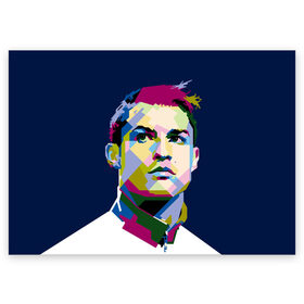 Поздравительная открытка с принтом Cristiano Ronaldo , 100% бумага | плотность бумаги 280 г/м2, матовая, на обратной стороне линовка и место для марки
 | криштиану | реал мадрид | роналду