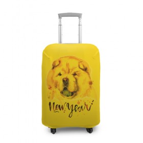 Чехол для чемодана 3D с принтом Милый щенок , 86% полиэфир, 14% спандекс | двустороннее нанесение принта, прорези для ручек и колес | christmas | год собаки | желтая собака | новогодний | новый год | собака