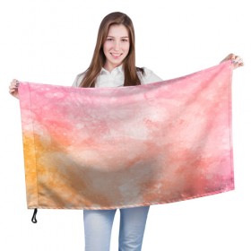 Флаг 3D с принтом Разводы , 100% полиэстер | плотность ткани — 95 г/м2, размер — 67 х 109 см. Принт наносится с одной стороны | краска | персиковый | разноцветный | розовый