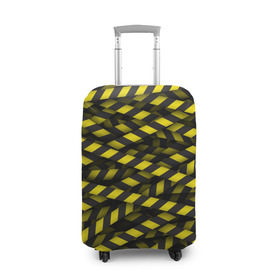 Чехол для чемодана 3D с принтом Черно-желтая лента , 86% полиэфир, 14% спандекс | двустороннее нанесение принта, прорези для ручек и колес | danger | желтый | знак | ограждение | опастость | паттрен | скотч | черный