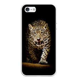 Чехол для iPhone 5/5S матовый с принтом Leopard , Силикон | Область печати: задняя сторона чехла, без боковых панелей | дикая кошка | зверь | клыки | кот | леопард | оскал | пантера | природа | хищник | ягуар