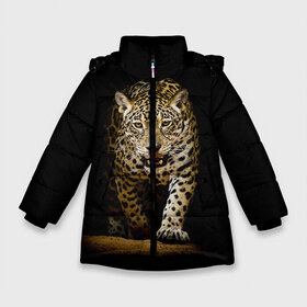 Зимняя куртка для девочек 3D с принтом Leopard , ткань верха — 100% полиэстер; подклад — 100% полиэстер, утеплитель — 100% полиэстер. | длина ниже бедра, удлиненная спинка, воротник стойка и отстегивающийся капюшон. Есть боковые карманы с листочкой на кнопках, утяжки по низу изделия и внутренний карман на молнии. 

Предусмотрены светоотражающий принт на спинке, радужный светоотражающий элемент на пуллере молнии и на резинке для утяжки. | дикая кошка | зверь | клыки | кот | леопард | оскал | пантера | природа | хищник | ягуар