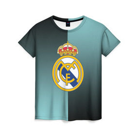 Женская футболка 3D с принтом Real Madrid 2018 Reverse , 100% полиэфир ( синтетическое хлопкоподобное полотно) | прямой крой, круглый вырез горловины, длина до линии бедер | emirates | fc | real madrid | реал мадрид | футбольный клуб | эмблема