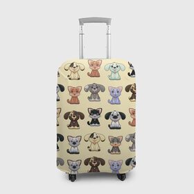 Чехол для чемодана 3D с принтом Милые пушистики , 86% полиэфир, 14% спандекс | двустороннее нанесение принта, прорези для ручек и колес | год собаки | новый год | пес | собака | щенок