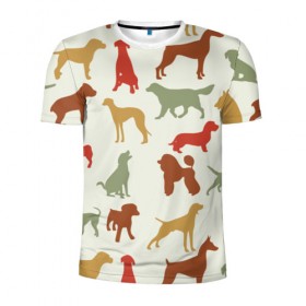 Мужская футболка 3D спортивная с принтом Силуэты собак , 100% полиэстер с улучшенными характеристиками | приталенный силуэт, круглая горловина, широкие плечи, сужается к линии бедра | год собаки | новый год | пес | собака | щенок