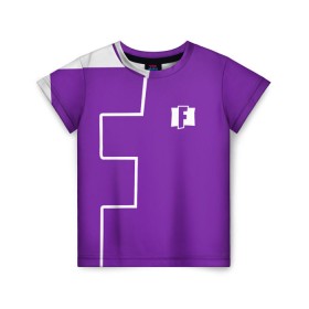 Детская футболка 3D с принтом FORTNITE big logo , 100% гипоаллергенный полиэфир | прямой крой, круглый вырез горловины, длина до линии бедер, чуть спущенное плечо, ткань немного тянется | battle | battle royal | fortnite | royal | боевик | игры | логотип | фиолетовый