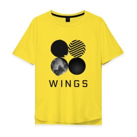 Мужская футболка хлопок Oversize с принтом BTS wings , 100% хлопок | свободный крой, круглый ворот, “спинка” длиннее передней части | bangtan boys | bts | bts army | бантаны бтс