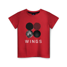 Детская футболка хлопок с принтом BTS Wings 2 , 100% хлопок | круглый вырез горловины, полуприлегающий силуэт, длина до линии бедер | bangtan boys | bts | bts army | бантаны бтс