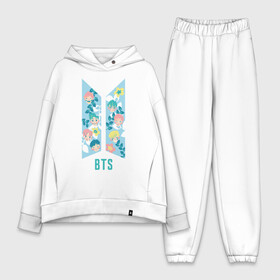 Женский костюм хлопок Oversize с принтом BTS army color ,  |  | Тематика изображения на принте: bangtan boys | bts | bts army | бантаны бтс