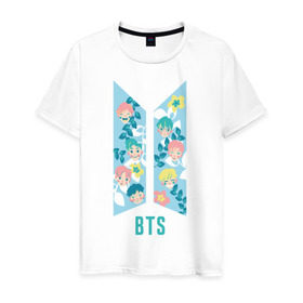 Мужская футболка хлопок с принтом BTS army color , 100% хлопок | прямой крой, круглый вырез горловины, длина до линии бедер, слегка спущенное плечо. | Тематика изображения на принте: bangtan boys | bts | bts army | бантаны бтс