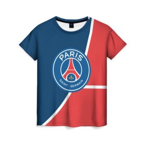 Женская футболка 3D с принтом PSG LOGO , 100% полиэфир ( синтетическое хлопкоподобное полотно) | прямой крой, круглый вырез горловины, длина до линии бедер | Тематика изображения на принте: fc | fly emirates | paris | psg | лого | париж | псж | спорт | спортивные | фк | футбольный клуб