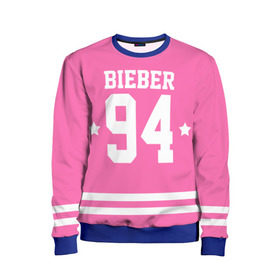 Детский свитшот 3D с принтом Bieber Team Pink , 100% полиэстер | свободная посадка, прямой крой, мягкая тканевая резинка на рукавах и понизу свитшота | Тематика изображения на принте: bieber | justin bieber | бибер | джастин бибер
