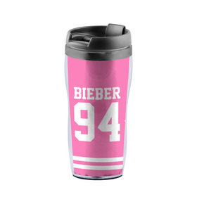 Термокружка-непроливайка с принтом Bieber Team Pink , внутренняя часть — пищевой пластик, наружная часть — прозрачный пластик, между ними — полиграфическая вставка с рисунком | объем — 350 мл, герметичная крышка | bieber | justin bieber | бибер | джастин бибер