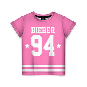 Детская футболка 3D с принтом Bieber Team Pink , 100% гипоаллергенный полиэфир | прямой крой, круглый вырез горловины, длина до линии бедер, чуть спущенное плечо, ткань немного тянется | Тематика изображения на принте: bieber | justin bieber | бибер | джастин бибер