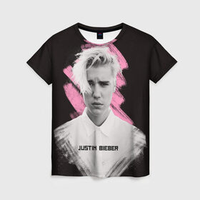 Женская футболка 3D с принтом Justin Bieber / Pink splash , 100% полиэфир ( синтетическое хлопкоподобное полотно) | прямой крой, круглый вырез горловины, длина до линии бедер | bieber | justin bieber | бибер | джастин бибер
