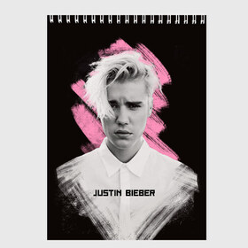 Скетчбук с принтом Justin Bieber Pink splash , 100% бумага
 | 48 листов, плотность листов — 100 г/м2, плотность картонной обложки — 250 г/м2. Листы скреплены сверху удобной пружинной спиралью | bieber | justin bieber | бибер | джастин бибер