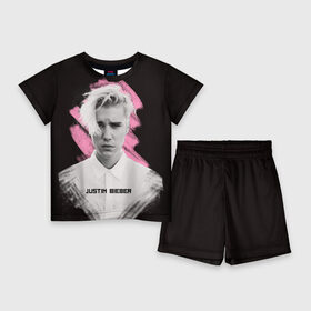 Детский костюм с шортами 3D с принтом Justin Bieber  Pink splash ,  |  | bieber | justin bieber | бибер | джастин бибер