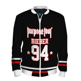 Мужской бомбер 3D с принтом Bieber Team Black , 100% полиэстер | застегивается на молнию, по бокам два кармана без застежек, по низу бомбера и на воротнике - эластичная резинка | bieber | justin bieber | бибер | джастин бибер