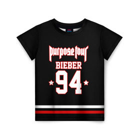Детская футболка 3D с принтом Bieber Team Black , 100% гипоаллергенный полиэфир | прямой крой, круглый вырез горловины, длина до линии бедер, чуть спущенное плечо, ткань немного тянется | Тематика изображения на принте: bieber | justin bieber | бибер | джастин бибер