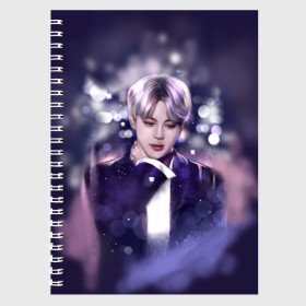 Тетрадь с принтом BTS_Jimin _ , 100% бумага | 48 листов, плотность листов — 60 г/м2, плотность картонной обложки — 250 г/м2. Листы скреплены сбоку удобной пружинной спиралью. Уголки страниц и обложки скругленные. Цвет линий — светло-серый
 | Тематика изображения на принте: bangtan boys | bts | бантаны бтс