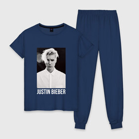 Женская пижама хлопок с принтом Bieber , 100% хлопок | брюки и футболка прямого кроя, без карманов, на брюках мягкая резинка на поясе и по низу штанин | bieber | justin bieber | бибер | джастин бибер