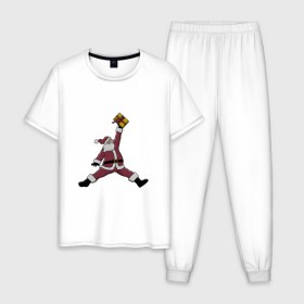 Мужская пижама хлопок с принтом Santa Jordan , 100% хлопок | брюки и футболка прямого кроя, без карманов, на брюках мягкая резинка на поясе и по низу штанин
 | дед мороз | джордан | новогодний | рождество | санта