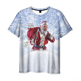 Мужская футболка 3D с принтом GTA 5 Online , 100% полиэфир | прямой крой, круглый вырез горловины, длина до линии бедер | auto | christmas | dead | grand | gta | gta5 | new | rdr | red | redemption | rockstar | theft | year | гта | дед мороз | клаус | нг | новый год | санта
