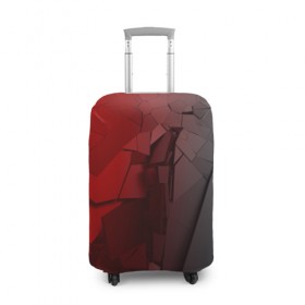 Чехол для чемодана 3D с принтом GRAY&RED MIRROR ABSTRACT , 86% полиэфир, 14% спандекс | двустороннее нанесение принта, прорези для ручек и колес | 