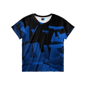 Детская футболка 3D с принтом Abstract blue collection , 100% гипоаллергенный полиэфир | прямой крой, круглый вырез горловины, длина до линии бедер, чуть спущенное плечо, ткань немного тянется | abstraction | geometry | абстракция | геометрия | грань | краски | кубик | кубики | линии | мозаика | разноцветные | ребро | текстура | тени | узор