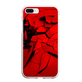 Чехол для iPhone 7Plus/8 Plus матовый с принтом Carbon abstraction RED , Силикон | Область печати: задняя сторона чехла, без боковых панелей | Тематика изображения на принте: abstraction | geometry | абстракция | геометрия | грань | краски | кубик | кубики | линии | мозаика | разноцветные | ребро | текстура | тени | узор