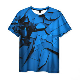 Мужская футболка 3D с принтом Carbon abstraction BLUE , 100% полиэфир | прямой крой, круглый вырез горловины, длина до линии бедер | abstraction | geometry | абстракция | геометрия | грань | краски | кубик | кубики | линии | мозаика | разноцветные | ребро | текстура | тени | узор