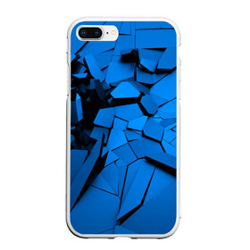 Чехол для iPhone 7Plus/8 Plus матовый с принтом Carbon abstraction BLUE , Силикон | Область печати: задняя сторона чехла, без боковых панелей | abstraction | geometry | абстракция | геометрия | грань | краски | кубик | кубики | линии | мозаика | разноцветные | ребро | текстура | тени | узор