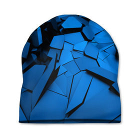 Шапка 3D с принтом Carbon abstraction BLUE , 100% полиэстер | универсальный размер, печать по всей поверхности изделия | abstraction | geometry | абстракция | геометрия | грань | краски | кубик | кубики | линии | мозаика | разноцветные | ребро | текстура | тени | узор