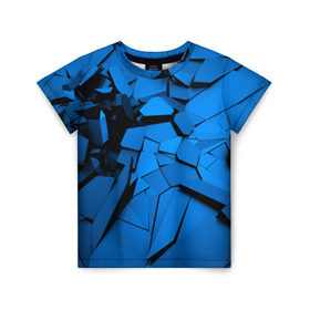 Детская футболка 3D с принтом Carbon abstraction BLUE , 100% гипоаллергенный полиэфир | прямой крой, круглый вырез горловины, длина до линии бедер, чуть спущенное плечо, ткань немного тянется | abstraction | geometry | абстракция | геометрия | грань | краски | кубик | кубики | линии | мозаика | разноцветные | ребро | текстура | тени | узор