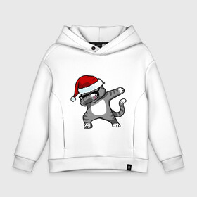 Детское худи Oversize хлопок с принтом DAB Cat Santa , френч-терри — 70% хлопок, 30% полиэстер. Мягкий теплый начес внутри —100% хлопок | боковые карманы, эластичные манжеты и нижняя кромка, капюшон на магнитной кнопке | даб | кот | новогодний | рождество | шапка