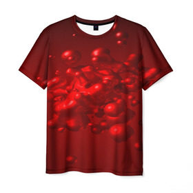 Мужская футболка 3D с принтом Молекулы крови , 100% полиэфир | прямой крой, круглый вырез горловины, длина до линии бедер | blood | капли крови | кровь