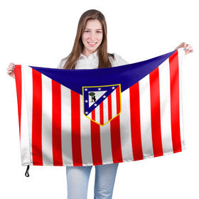 Флаг 3D с принтом Atletico Madrid , 100% полиэстер | плотность ткани — 95 г/м2, размер — 67 х 109 см. Принт наносится с одной стороны | 