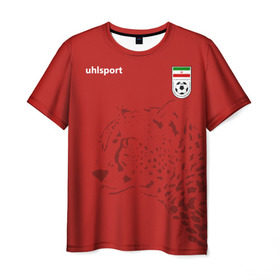 Мужская футболка 3D с принтом Иран, форма , 100% полиэфир | прямой крой, круглый вырез горловины, длина до линии бедер | fifa | леопард | фифа | флаг | чемпионат мира
