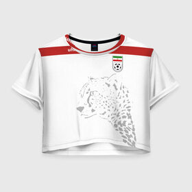 Женская футболка 3D укороченная с принтом Иран, форма , 100% полиэстер | круглая горловина, длина футболки до линии талии, рукава с отворотами | fifa | леопард | фифа | чемпионат мира