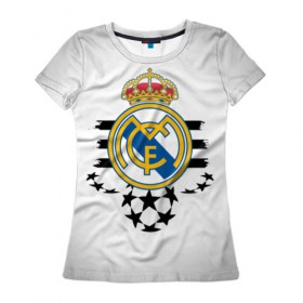 Женская футболка 3D с принтом Real Madrid , 100% полиэфир ( синтетическое хлопкоподобное полотно) | прямой крой, круглый вырез горловины, длина до линии бедер | club | football | madrid | real | real madrid | soccer | sport | team | атрибутика | клуб | мадрид | реал | реал мадрид | спорт | футбол