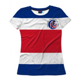 Женская футболка 3D с принтом Коста-Рика, форма , 100% полиэфир ( синтетическое хлопкоподобное полотно) | прямой крой, круглый вырез горловины, длина до линии бедер | fc |   сборная | коста рика | спорт | спортивные | фк | футбол | футбольный клуб