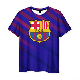 Мужская футболка 3D с принтом FC Barcelona , 100% полиэфир | прямой крой, круглый вырез горловины, длина до линии бедер | Тематика изображения на принте: barcelona | football | logo | spain | sport | арт | барселона | испания | лига | лого | спорт | текстура | фк | футбол | футбольный клуб | эмблема