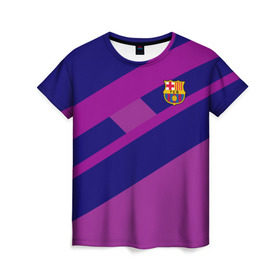 Женская футболка 3D с принтом FC Barcelona , 100% полиэфир ( синтетическое хлопкоподобное полотно) | прямой крой, круглый вырез горловины, длина до линии бедер | barcelona | football | logo | spain | sport | арт | барселона | испания | лига | лого | спорт | текстура | фк | футбол | футбольный клуб | эмблема